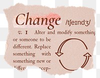 Change png dictionary word sticker, typography in pink aesthetic, transparent background