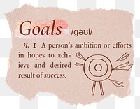 Goals png dictionary word sticker, typography in pink aesthetic, transparent background