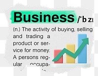 Business png dictionary word sticker, typography, transparent background