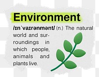 Environment png dictionary word sticker, typography, transparent background