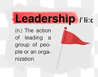 Leadership png dictionary word sticker, typography, transparent background