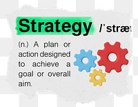 Strategy png dictionary word sticker, typography, transparent background