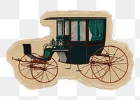 Vintage carriage png sticker, ripped paper, transparent background