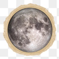Aesthetic moon png sticker, ripped paper, transparent background