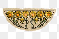 Sunflower bowl png sticker, ripped paper, transparent background