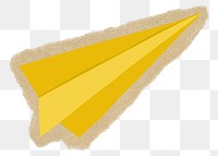 Yellow paper plane png sticker, ripped paper, transparent background