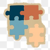 Jigsaws, business png sticker, ripped paper, transparent background