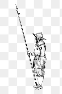 Spear warrior png sticker illustration, transparent background. Free public domain CC0 image.