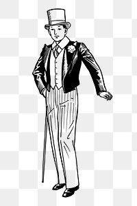 Gentleman png sticker illustration, transparent background. Free public domain CC0 image.