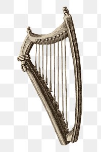 Celtic harp png sticker illustration, transparent background. Free public domain CC0 image.