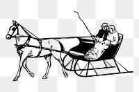 Horse sleigh png sticker, vintage transportation illustration, transparent background. Free public domain CC0 image.