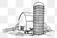Farm, barn png sticker, vintage architecture illustration, transparent background. Free public domain CC0 image.