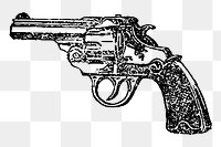 Russian Roulette gun png sticker, vintage weapon illustration, transparent background. Free public domain CC0 image.