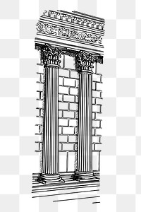 European semi-columns png sticker, vintage architecture illustration, transparent background. Free public domain CC0 image.