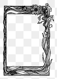 Floral ornate png frame sticker, vintage illustration, transparent background. Free public domain CC0 image.