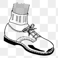 Oxford shoe png sticker, vintage footwear illustration, transparent background. Free public domain CC0 image.