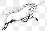 Unicorn png sticker, vintage magical creature illustration, transparent background. Free public domain CC0 image.