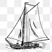 Sailboat png sticker, vintage transportation illustration, transparent background. Free public domain CC0 image.