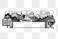 Architecture city png frame sticker, vintage illustration, transparent background. Free public domain CC0 image.