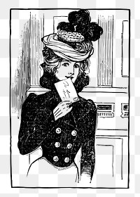 Victorian png letter lady sticker, vintage illustration, transparent background. Free public domain CC0 image.