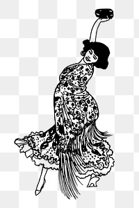 Female dancer png sticker, vintage illustration, transparent background. Free public domain CC0 image.