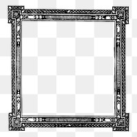 Square ornate frame png sticker, vintage illustration, transparent background. Free public domain CC0 image.