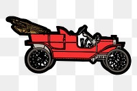 Red automobile png sticker, vintage transportation illustration, transparent background. Free public domain CC0 image.