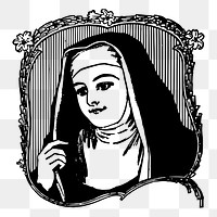 Nun png sticker, vintage illustration, transparent background. Free public domain CC0 image.