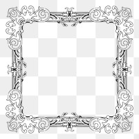 Floral ornate png frame sticker, vintage illustration, transparent background. Free public domain CC0 image.