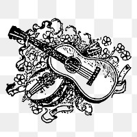 Acoustic guitars png sticker, vintage music illustration, transparent background. Free public domain CC0 image.