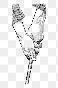 Hands png holding golf club sticker, vintage illustration, transparent background. Free public domain CC0 image.