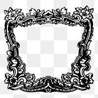 Floral ornate png frame sticker, vintage illustration, transparent background. Free public domain CC0 image.