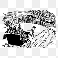 Winter sleigh ride png sticker illustration, transparent background. Free public domain CC0 image.