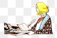 Woman writing png sticker illustration, transparent background. Free public domain CC0 image.