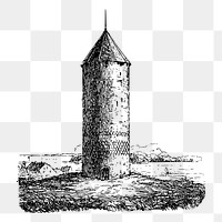 Fort tower png sticker illustration, transparent background. Free public domain CC0 image.