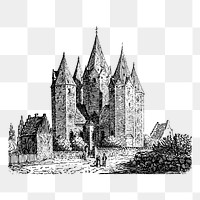 Kallundborg church png sticker illustration, transparent background. Free public domain CC0 image.