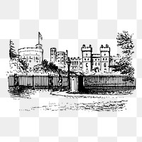 Windsor Castle  png sticker illustration, transparent background. Free public domain CC0 image.