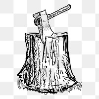 Axe in log png sticker illustration, transparent background. Free public domain CC0 image.