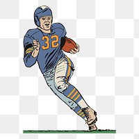 American football player png sticker illustration, transparent background. Free public domain CC0 image.