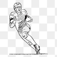 American football player png sticker illustration, transparent background. Free public domain CC0 image.