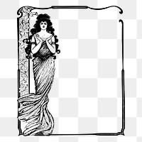 Vintage lady frame png sticker illustration, transparent background. Free public domain CC0 image.