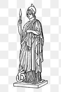 Minerva statue  png sticker illustration, transparent background. Free public domain CC0 image.