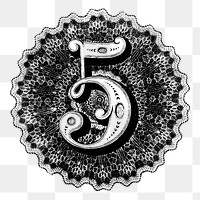 Decorative number 5 png sticker illustration, transparent background. Free public domain CC0 image.