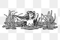 Woman in pond png sticker illustration, transparent background. Free public domain CC0 image.