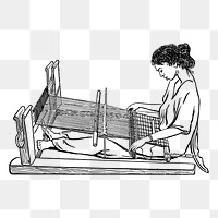 Woman weaving  png sticker illustration, transparent background. Free public domain CC0 image.