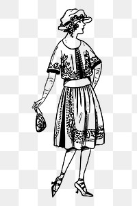 Retro women's fashion png sticker illustration, transparent background. Free public domain CC0 image.