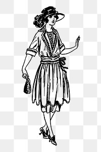 Flapper fashion png sticker illustration, transparent background. Free public domain CC0 image.