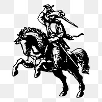 Solider on horse png sticker illustration, transparent background. Free public domain CC0 image.