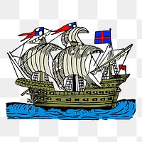 Tall ship png sticker illustration, transparent background. Free public domain CC0 image.
