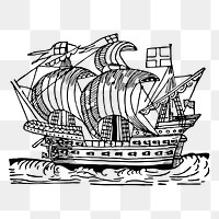 Tall ship png sticker illustration, transparent background. Free public domain CC0 image.